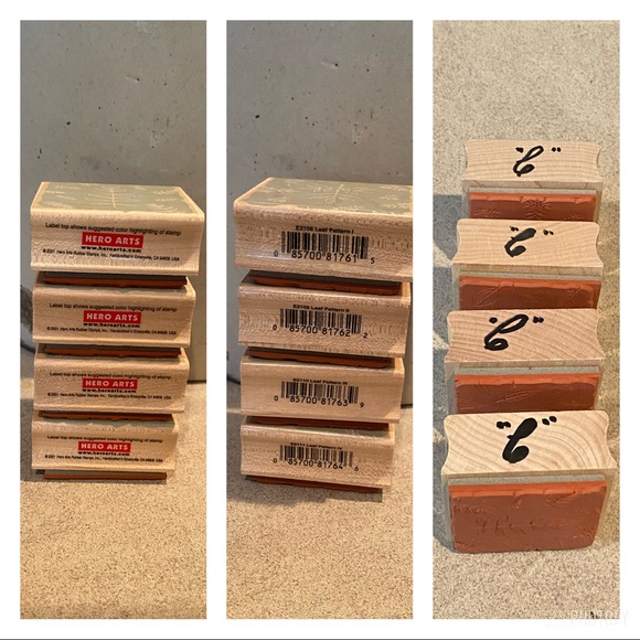 Set of 4 Wood Block Rubber Stamps Leaves Hero Arts - Picture 7 of 8